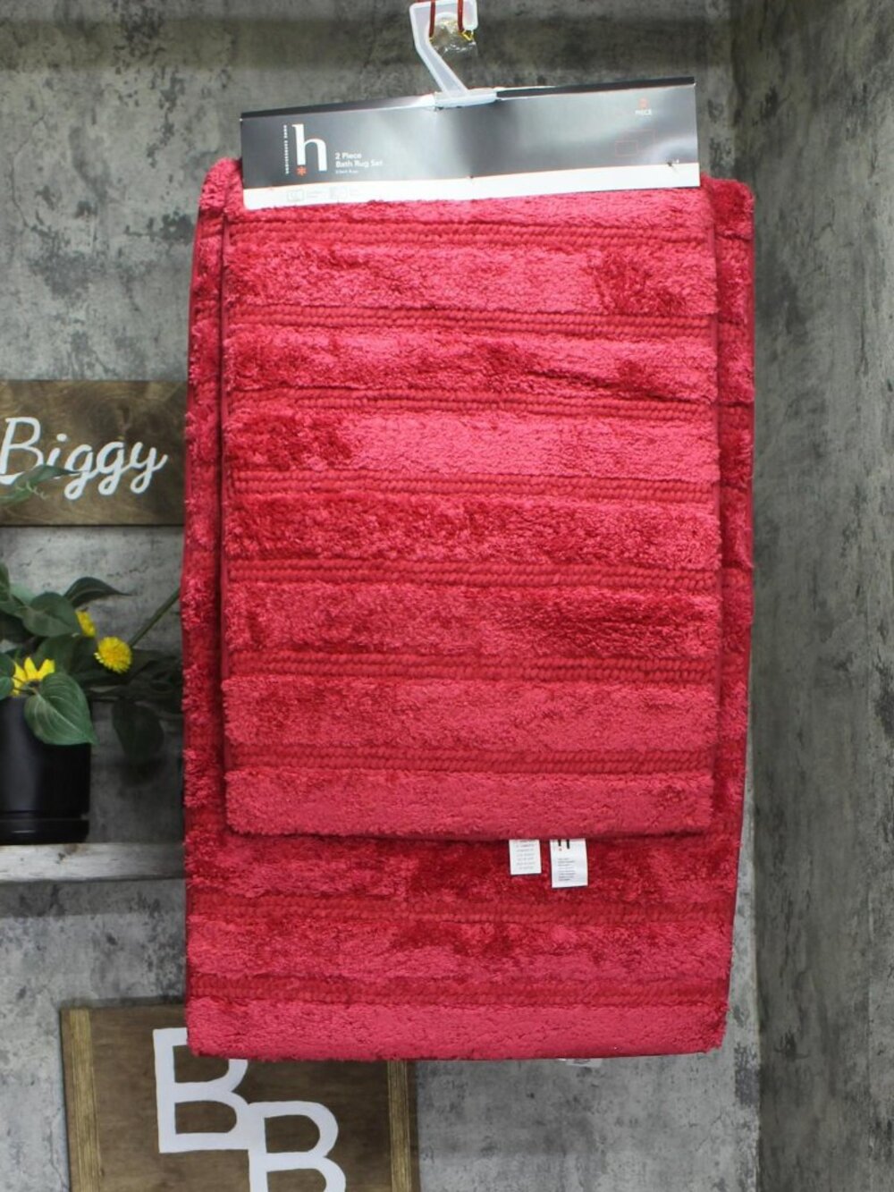 NWT Home Expressions Foam Padded Bath Rug Set Red Blaze 2-Piece